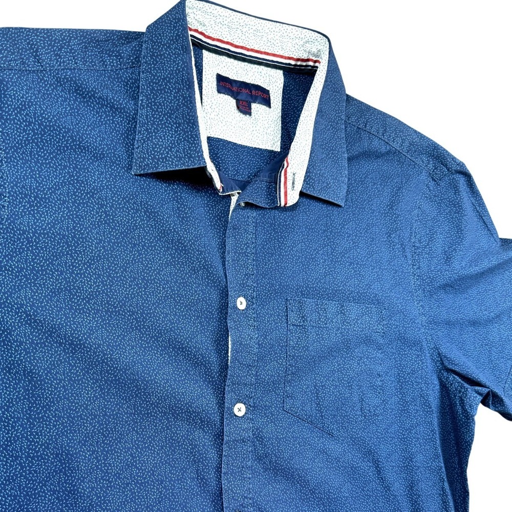 International Report Shirt Men XXL Blue Birds Print Short Sleeve Casual Nautical